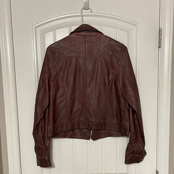 Blu Pepper Deep Red Faux Leather Moto Jacket - Picture 3 of 4